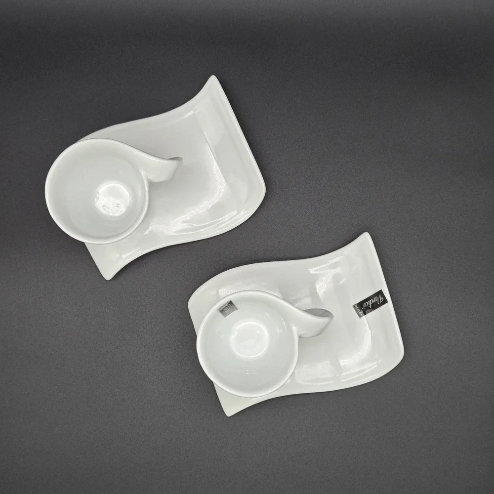 Verdici Design Espresso Cup and Saucer Set White Modern Minimalist Ceramic